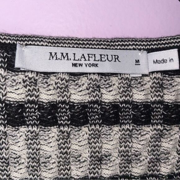 MM Lafleur Size M The Charli Top Cable Stripe Black White - Picture 4 of 8